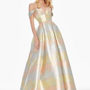 Ashley Lauren Off the Shoulders Ombre Ball Gown